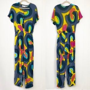 Vintage Colorful Tie Dye Statement Jumpsuit Sz. M